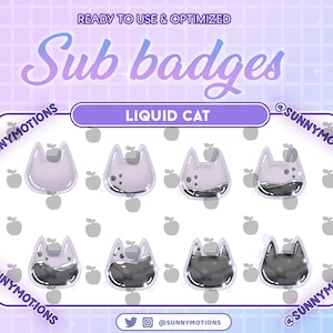 8x ダークブラック リキッド キャット ボトル Twitch サブビット バッジ、ストリーマー用かわいいスター ボトル、マジック クリムゾン キャット イヤー、ハロウィン ニャー Twitch オーバーレイ