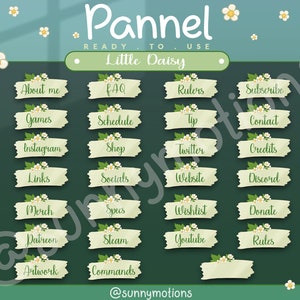 27x Daisy Flower In Cozy Room Girl Panels / Sunshine / White Flower Panel / Warm House / Mint Twitch Panels / Gamer / Stream Labs Widgets