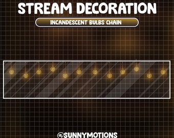Puede incluir: Una cadena de bombillas incandescentes colgando frente a un fondo de cuadrícula blanco y negro. El texto "INCANDESCENT BULBS CHAIN" se muestra encima de las bombillas. El texto "@SUNNYMOTIONS" se muestra debajo de las bombillas.