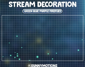 Animated Stream Decoration Green Blue Purple Fairies Flying / Fairy Dust / Dragonfly Butterfly / Kawaii Twitch Overlay / Firefly Star Lights