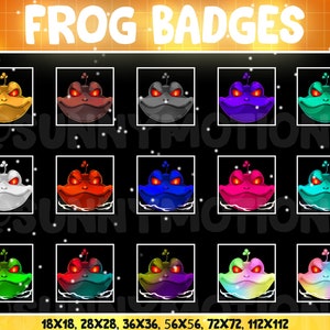 15 Frog Twitch Loyalty Sub Bit Badges / Kawai Animal Emoji / Cool Subscriber/ Angry Emotes Discord Mixer / Spooky Badge Shield For Streamer