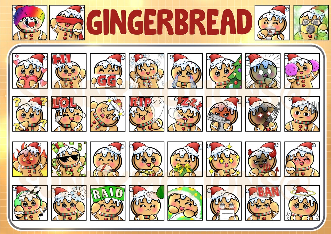 36 Cute Chibi Kawaii Gingerbread Christmas Twitch Discord Mixer Youtube ...