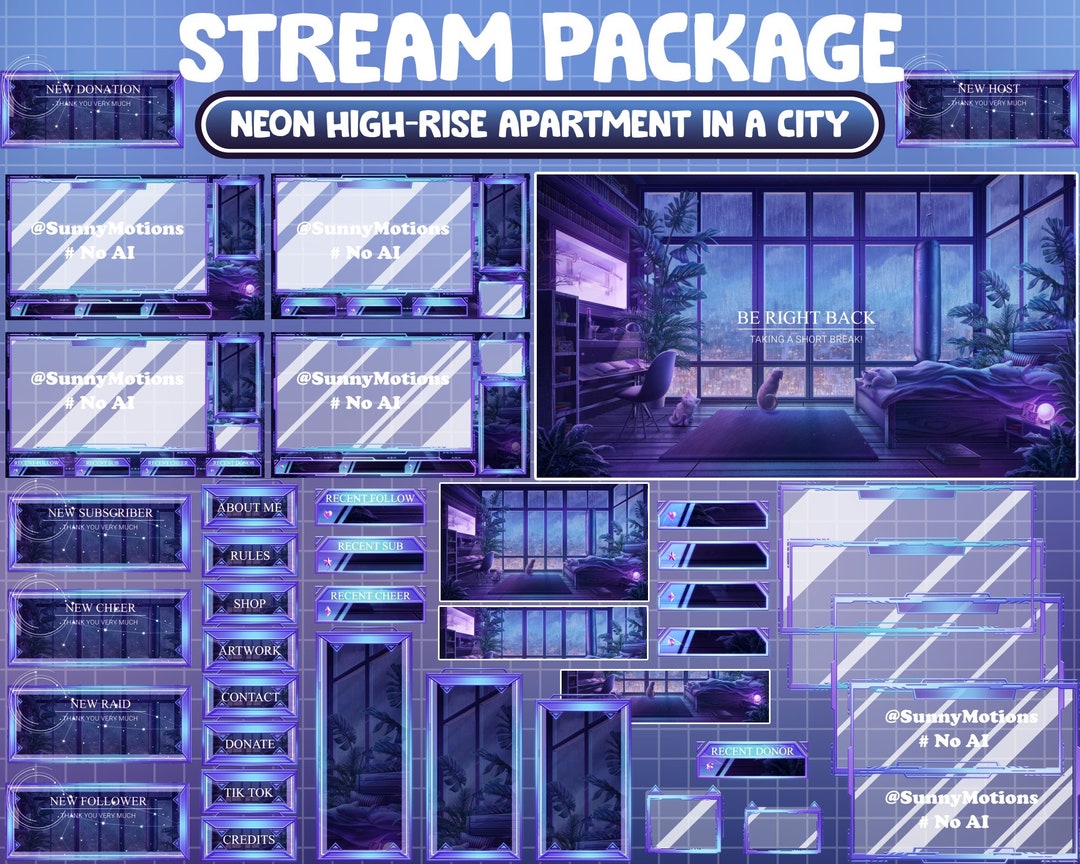 High Rise Animation ANIMATED Stream Package: High-rise Apartment in Raining Night City ...