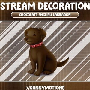 Animated Stream Decoration Animal Soft Plushy Toy / Aesthetic Chocolate English Labrador Dog / American Puppy Add-on Kawaii Twitch Overlay