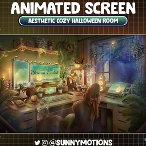 ANIMATED Twitch Stream Screen: Aesthetic Cozy Plants Game Set up Room ...