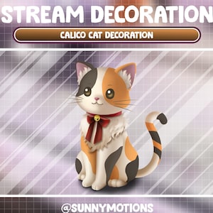 Animated Stream Decoration Animal Soft Plushy Toy / Lofi Aesthetic Orange Brown Kitty / Calico Cat / Tabby Cat Add-on Kawaii Twitch Overlay