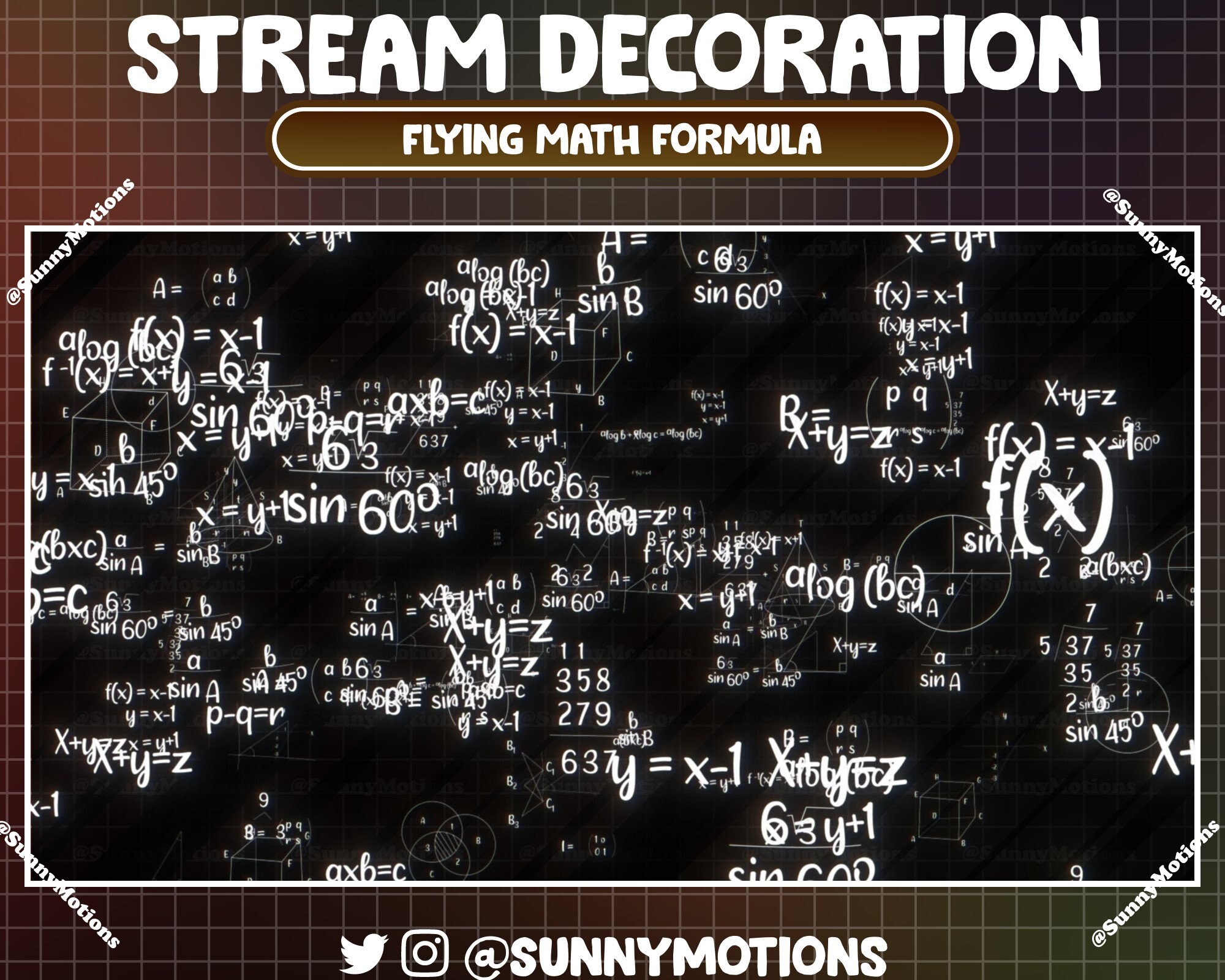 3 Animated Stream Decoration: Flying Math Formula Equations Equations ...
