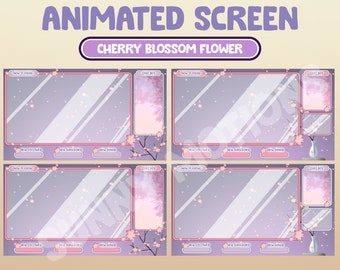 5x Animated Twitch Cute Pastel Pink Cherry Blossom Flower Overlay At Warm House Flower Falling Outside Window  / Streamer Graphics