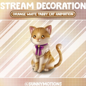 Animated Stream Decoration Animal Soft Plushy Toy / Lofi Aesthetic Orange & White Tabby Kitty / Calico Cat Add-on Kawaii Twitch Overlay