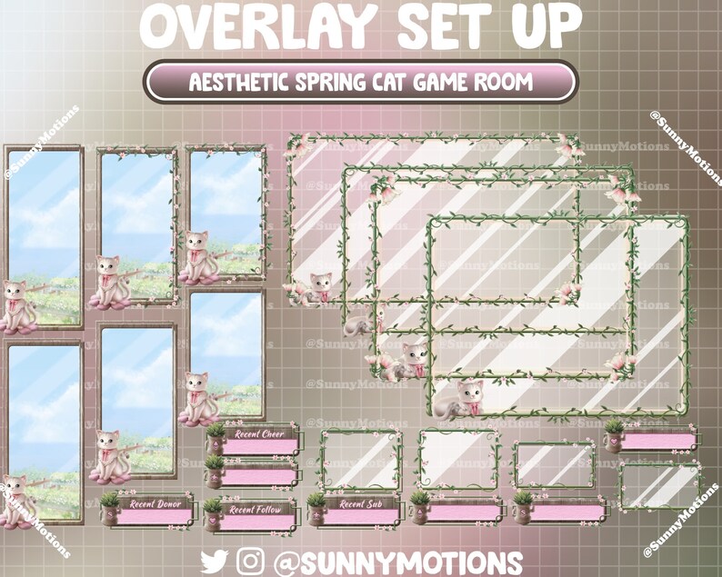 ANIMATED Stream Package: Aesthetic Spring Summer Pink Black Cozy Desk ...