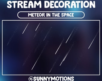 Animated Stream Decoration Meteor Raining Falling / Aesthetic, Astronaut, Stars, Sky, Planets / Kawaii Twitch Overlay / Comet Add-on Stream