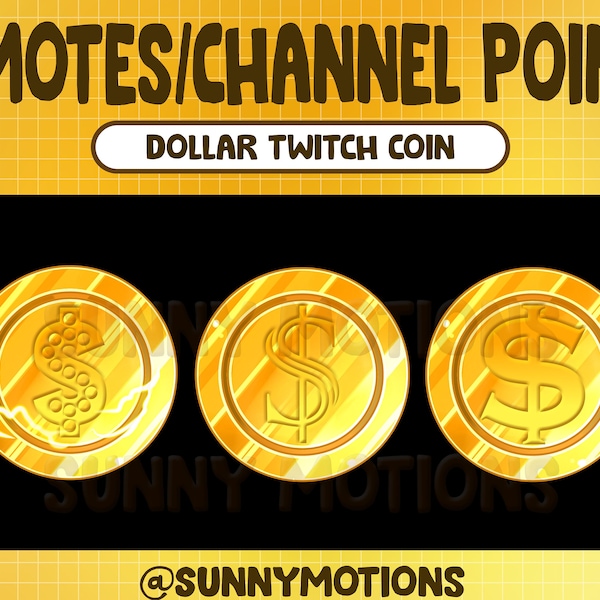 Twitch Gold Dollar Coin Emotes / Channel Points / Kawaii / Money Coin / Pastel / Streamer Graphics / Gamer / Star / Dollar Sub Bit Badges