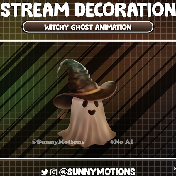 3 Animated Stream Decoration: Brown Black Witchy Boo Boo Ghost Twitch Overlay, Cute Ghostie, Little Boo Night, Spooky Halloween Alert, Scene