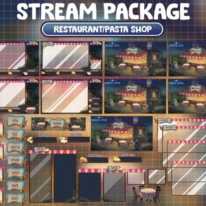 FULL ANIMATED Twitch Stream Package Overlay: Italian Restaurant / Pepperoni Cheeses Pasta Wine Vines / Grapes Garden / Starry Night Vineyard