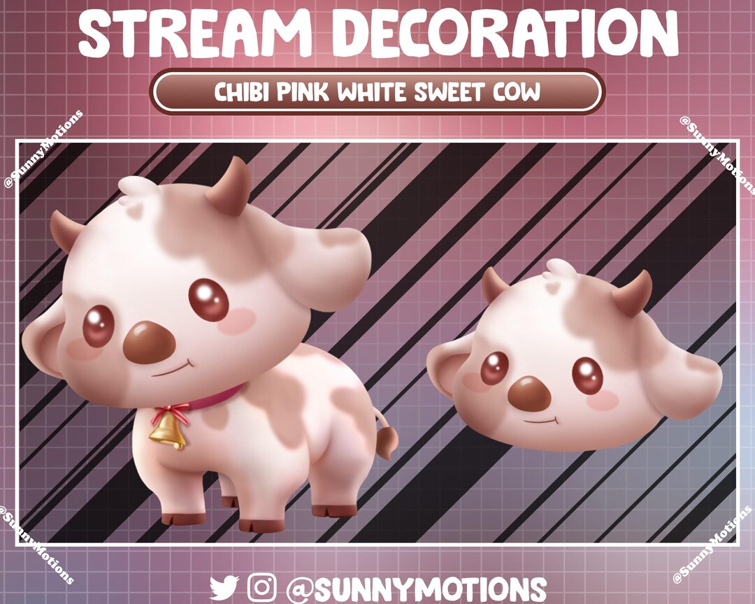 Animated Stream Decoration: Chibi Sweet Cow Shy Begging, Kawaii Lover ...