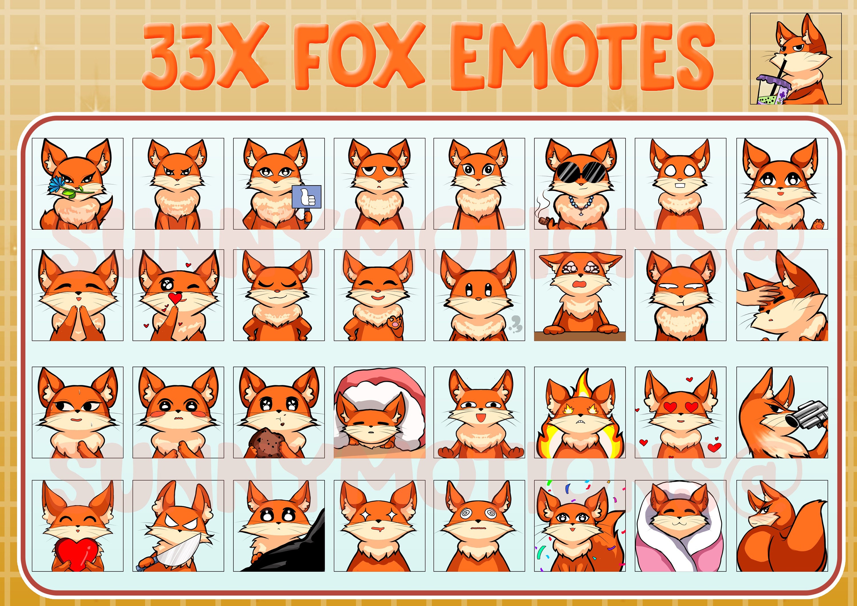 5x OKAMI Emotes for Twitch and Discord | Kawaii Wolf emoji | Cute Chibi Fox  or Dog for Streamers