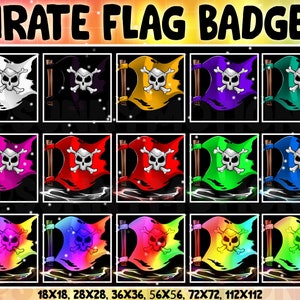 Pirate flags Twitch Sub Bit Badges / Kawaii Cute Subscribers Badges For Streamers / Pirate Pack Stream Overlay / Channel Point / Emotes