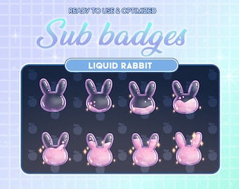 Pink Liquid Rabbit Bottle Twitch Sub Bit Badges / Kawaii Magic Star Bottle / Cute Emotes For Streamers / Magic Bunny Ear / Easter Overlay