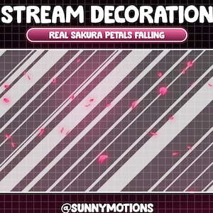 Décoration de ruisseau animée / Chute de fleurs de cerisier roses / Vol de pétales de Sakura réalistes / Superposition esthétique apaisante et mignonne de Twitch