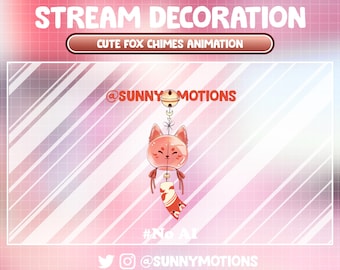 Animated Twitch Stream Decoration Animal: Kawaii Cozy Fox Wind Chime / Lo-fi Aesthetic Red Fox Wind Bell Twitch Overlay / Cute Vtuber Add-on