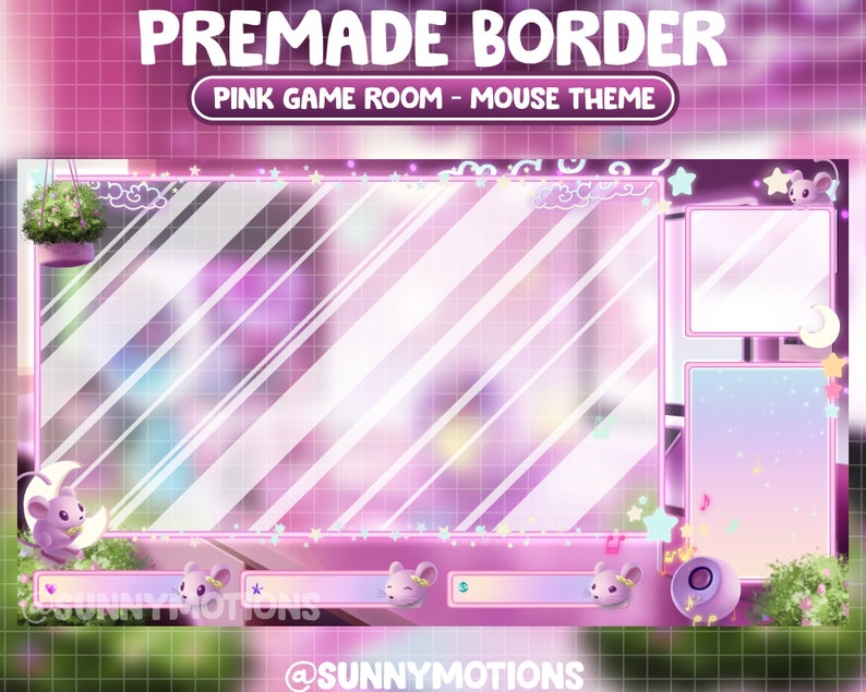 ANIMATED Twitch Overlay Stream Package / Lo-fi Aesthetic Mouse Bedroom ...