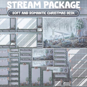 ANIMOWANY pakiet nakładek świątecznych Twitch / Lo-fi estetyczny miękki romantyczny biurko / zimowy las / biały śnieżny dom / retro świąteczny pokój