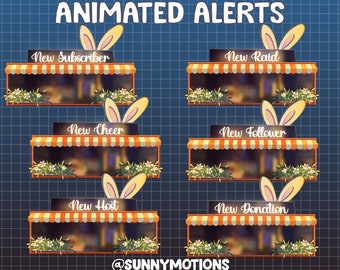 6x Animated Twitch Cozy Coffee Shop In Magical Autumn Forest Overlay Alerts / Cafe / Cookies / Cake / Orange Kawaii / Streamer Aesthetic