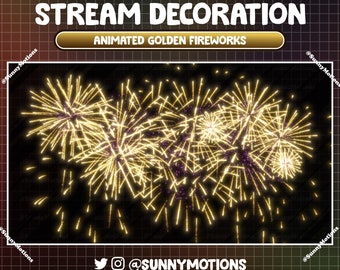 Streamer Firework Animated Stream Decoration: Golden Fireworks, New Year, Christmas, 4th ...