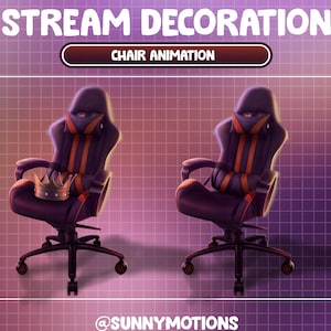Animated Stream Decoration Gaming Chair / Orange Stream Add-on / Kawaii Gothic Aesthetic / Crown Twitch Overlay Set / Cute Vtuber Accessory