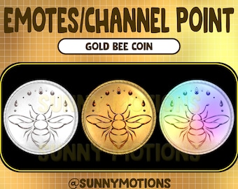 Gold Cute Honey Bee Coin Twitch Emotes / Cool Channel Points / Kawaii Silver Honey / Cute Rainbow Galaxy Streamer Graphics / Sub Bit Badges
