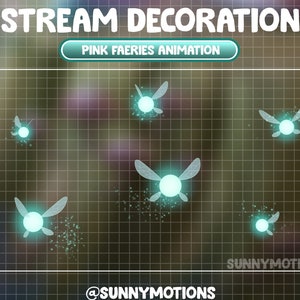 Animated Stream Decoration Magical Turquoise Fairy Theme / Kawaii Twitch Overlay / Lofi Aesthetic / Faeries Fireflies Vtube Accessory Add-on