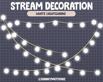 3 Animated Stream Decoration Warm White Light chains / Cute Lover Cozy Theme / Kawaii Twitch Overlay / House Living Bedroom / Lofi Aesthetic