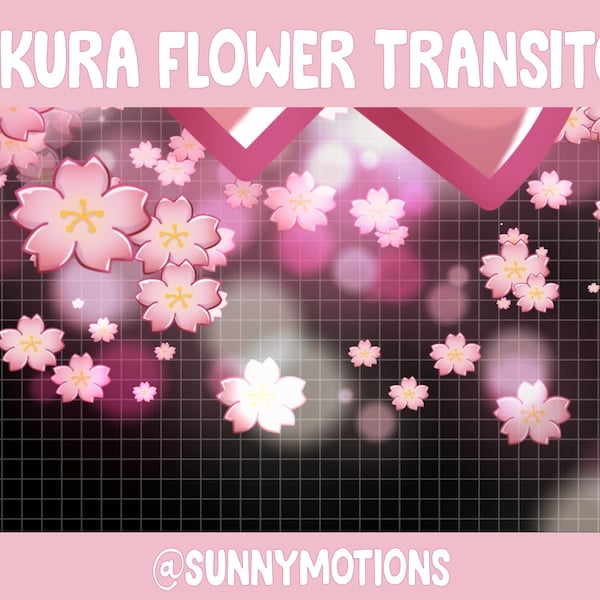 Scène de Twitch animée Sakura, transition Stinger - fleurs de cerisier roses kawaii / superposition de Twitch / graphiques de flux / Streamer / flux