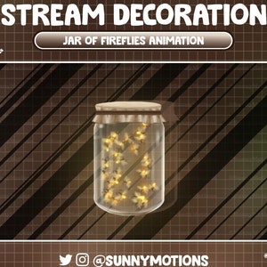 Animated Stream Decoration: Cozy Lo-fi Fairy Jar Of Fireflies, Candles Stars, Magical Fairies Light Night Twitch Overlay, Hype Cup Tip Jar