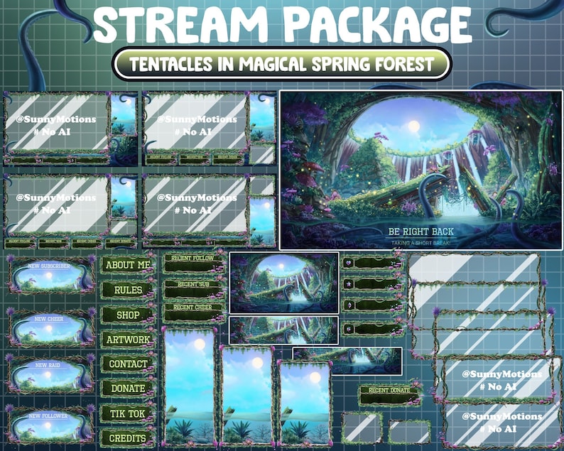 Recent Sub ANIMATED Stream Package: Tentacles Octopus in Green Magical Spring ...