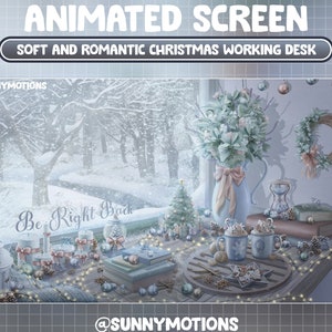 Animated Soft Romantic Christmas Desk Decoration Stream Screen / Modern Living Room Twitch Overlay / Cozy Snowy Xmas Morning / Winter Forest
