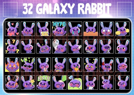 かわいいギャラクシーウサギのTwitch Discord絵文字 / かわいい動物