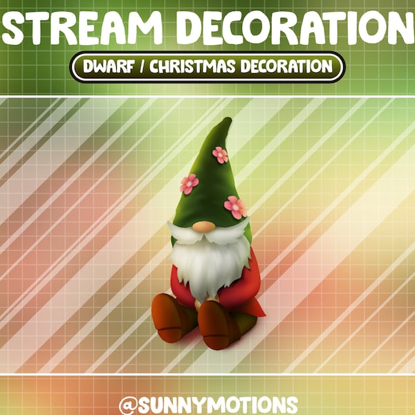 Animated Stream Decoration Animal Soft Plushy Toy / Red Dwarf / Gnome / Fairy Garden / Christmas, Xmas, Winter Add-on Kawaii Twitch Overlay
