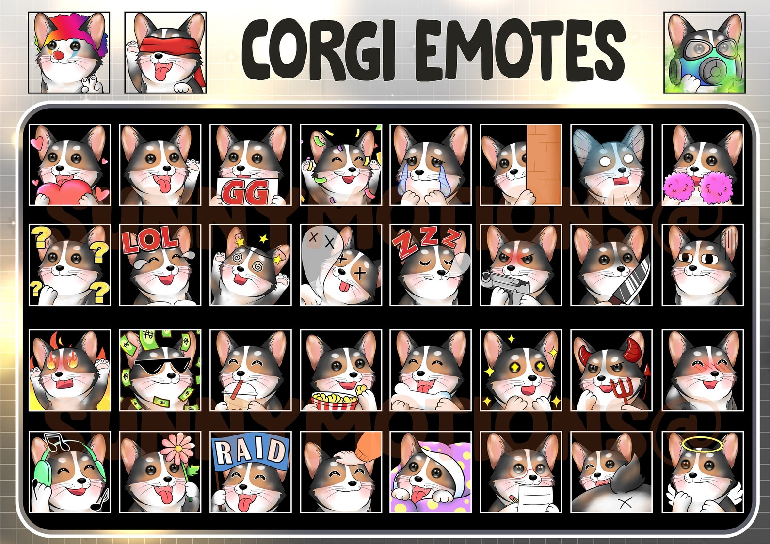 Cute Chibi Kawaii Brindle Corgi Twitch Discord Mixer Youtube Emotes ...
