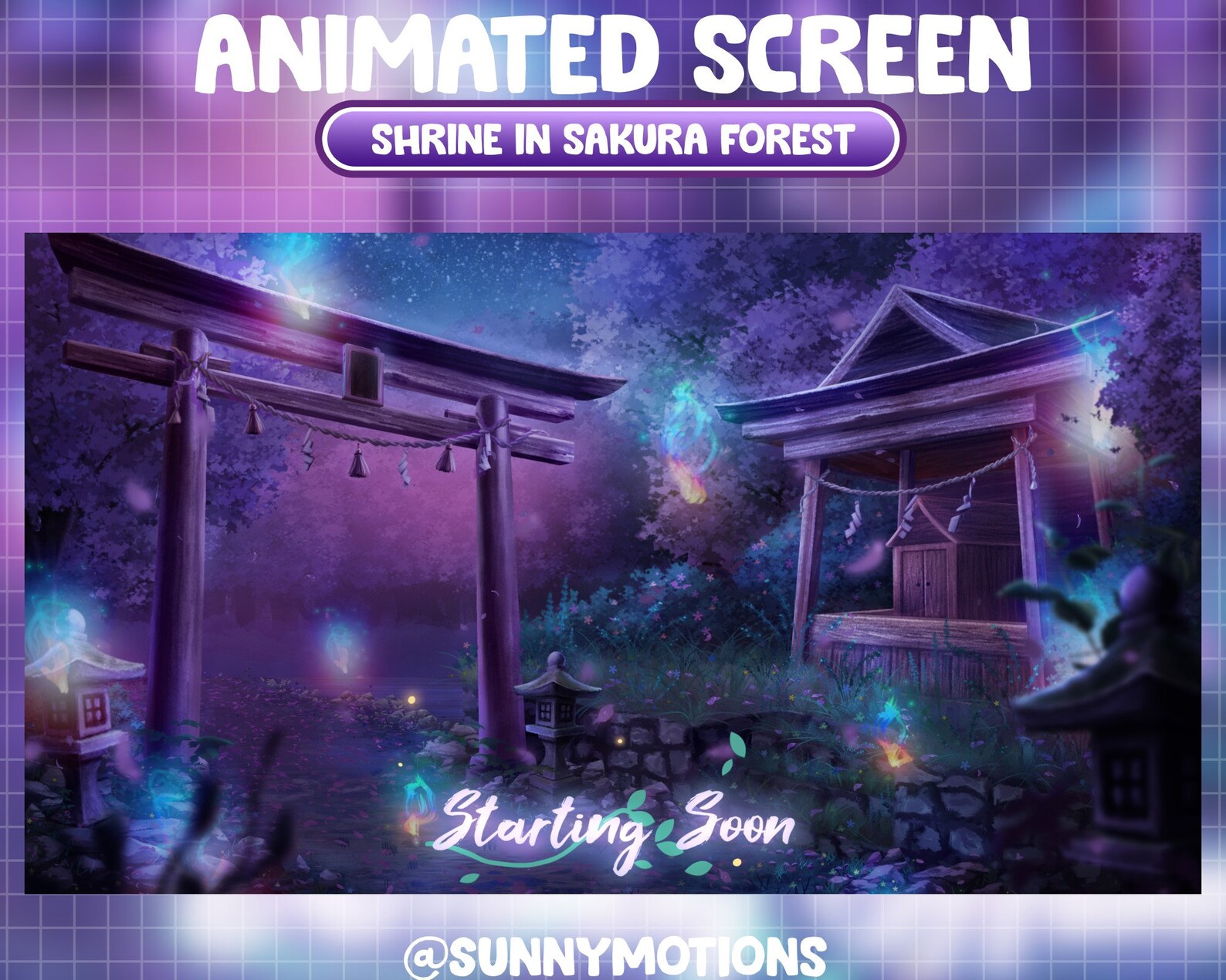 Animated Twitch Stream Package Overlay / Shrine Soul Flames at Night ...