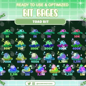 31 Colorful Neon Toad Number Complete Twitch Tier Bit Badges Set ...