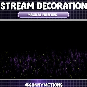 Decoración de flujo animado Hadas púrpuras amarillas volando hacia arriba / Luciérnagas / Partículas brillantes / Superposición de Twitch Kawaii / Flujo adicional Dust Bokeh