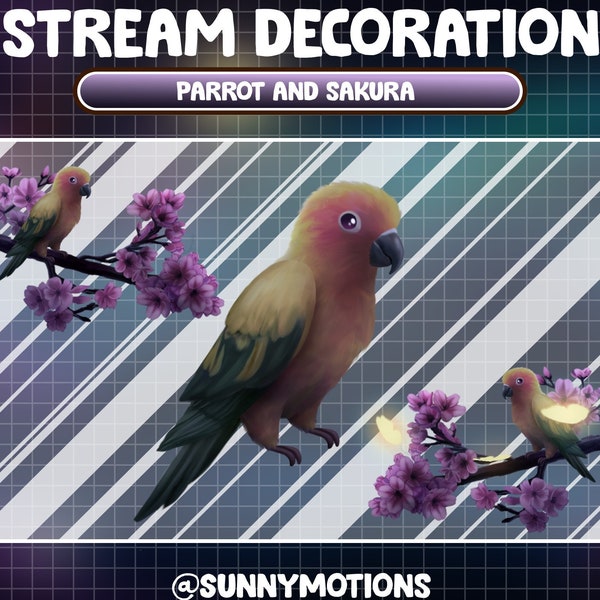 Animated Stream Decoration Animal Soft Plushy Toy: Colorful Parrot / Psittacines / Jungle Wild Forest Birds / Kawaii Parakeet Twitch Overlay