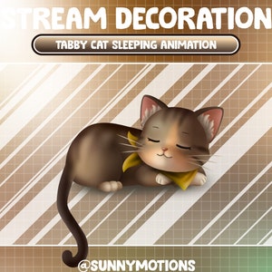 Animated Stream Decoration Cute Pet Animal / Lofi Aesthetic Brown Tabby Cat Sleeping / Kawaii Twitch Overlay / Calico, Tabby Kitty Add-on