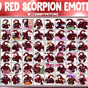60 Cute Red Scorpions Twitch Emotes, Discord Streamer, Kawai Predatory Arachnids Emoji Subscriber Loyalty Sub Bit Badge Zodiac Channel Point