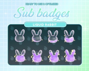 Purple Liquid Rabbit Bottle Twitch Sub Bit Badges / Kawaii Magic Star Bottle / Cute Emotes For Streamers / Magic Bunny Ear / Easter Overlay