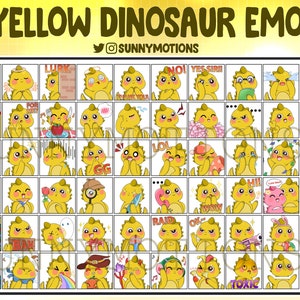 60 Cute Chibi Yellow Blood Dinosaur Twitch Emotes, Discord Streamer, Kawai Dino Emoji Subscriber Loyalty Sub Bit Badges Monster Dragon T-rex