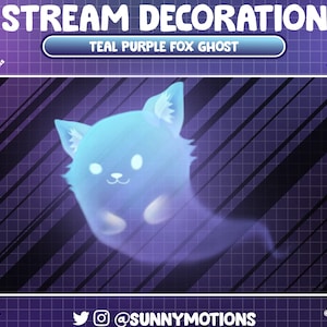 Animated Stream Decoration: Aesthetic Purple Teal Japan Fox Ghost, Scary Halloween Dead Foxes, Horror Night Game Room Add-on Twitch Overlay