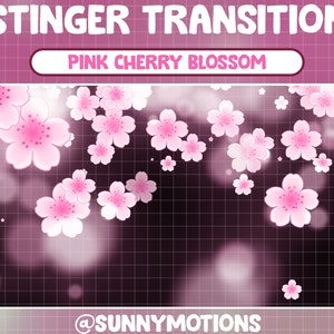 2x ピンクの桜の花のアニメーション Twitch シーン スティンガー トランジション / かわいい桜の Twitch オーバーレイ / ストリーム グラフィックス / 春のピンクの花びら