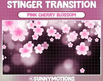 2x Pink Sakura Flower Animated Twitch Scene Stinger Transition / Kawaii Cherry Blossom Twitch Overlay / Stream Graphics / Spring Pink Petals